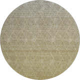 Round Dalyn Luxury Lazio LZ2 Gold Washable Area Rug with beige, gold, and ivory diamond pattern.