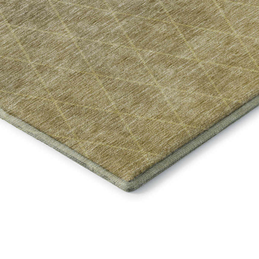 Close-up of the gold and beige Dalyn Luxury Lazio LZ2 rug, showing the subtle geometric pattern and textured weave.