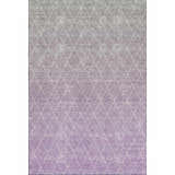 Close-up of the Dalyn Luxury Lazio LZ2 Lavender Washable Area Rug with a diamond pattern and light purple to gray ombre effect.