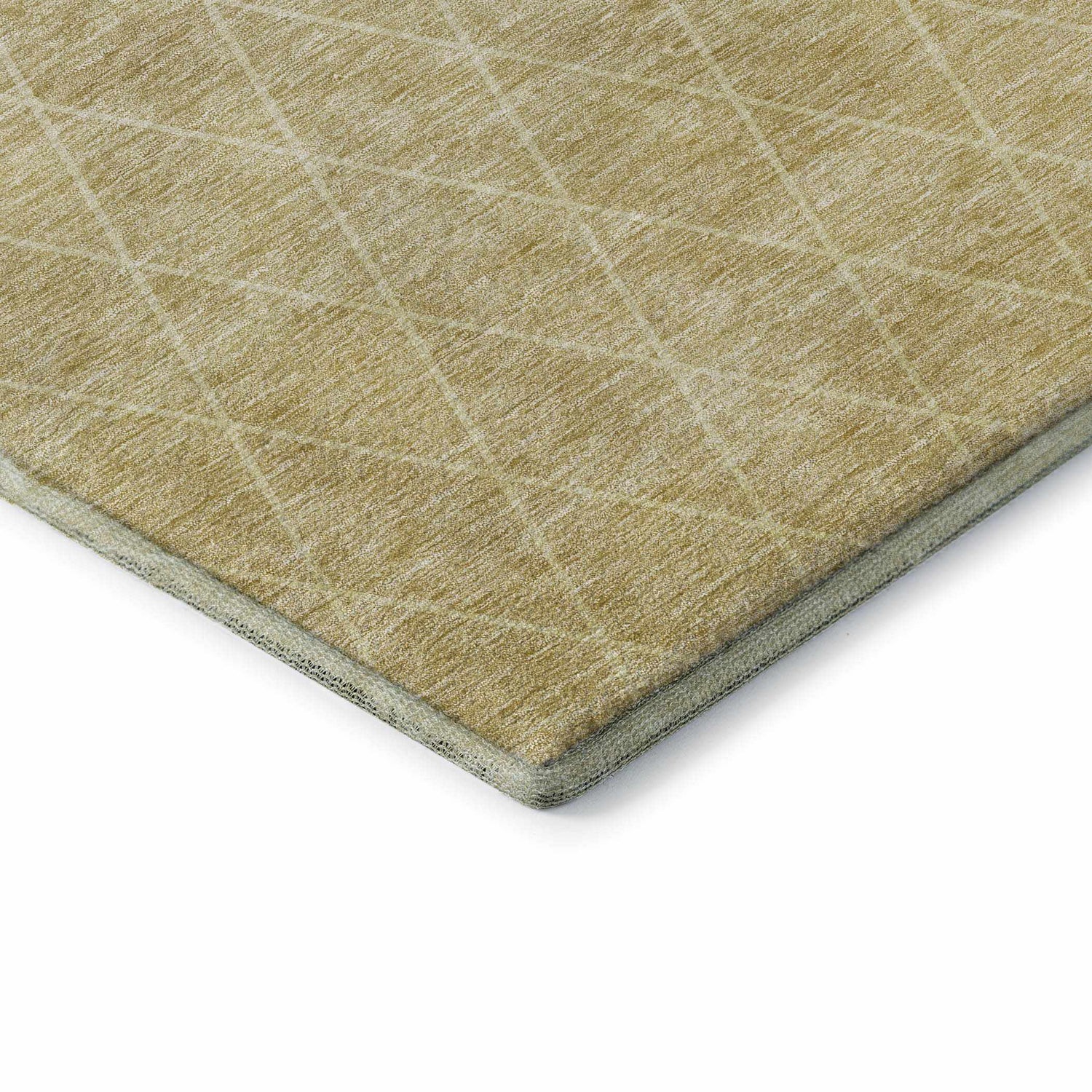 Close-up of the Dalyn Luxury Lazio LZ2 Wheat Washable Area Rug. Beige rug with a subtle diamond pattern.