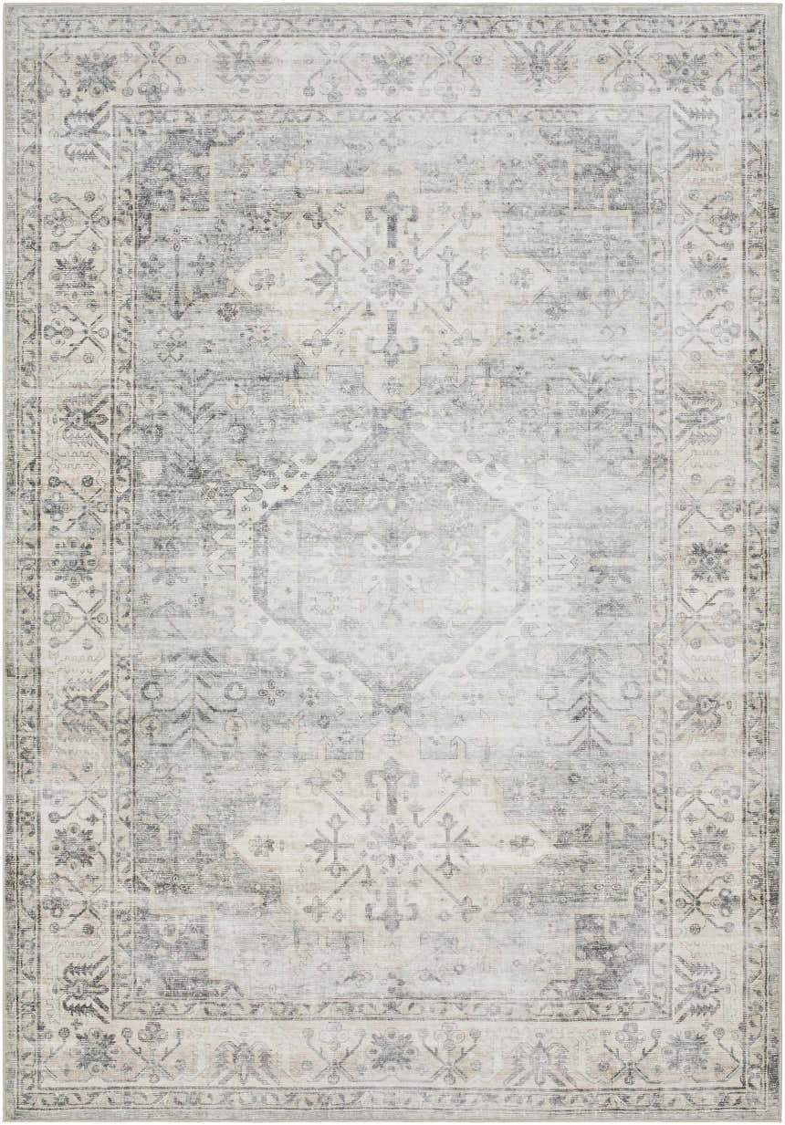 Sample Laran Sage Distressed Washable Area Rug - Clearance