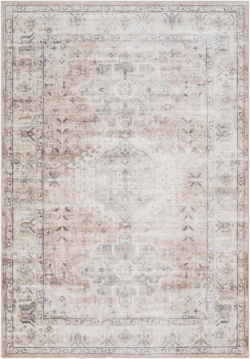 Sample Laran Taupe Distressed Washable Area Rug