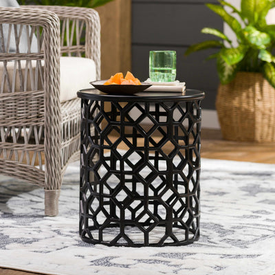 Mailag Black Geometric Metal End Table