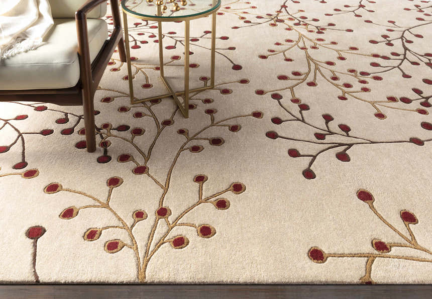 Made to Order Custom Size Beige Burgandy Elsu Area Rug