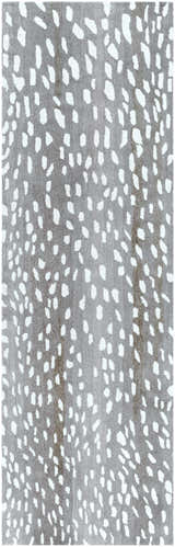 Close-up of Livabliss Athena Handmade Surya ATH-5163 Area Rug. Cream spots on a gray, hand-tufted wool rug. Contemporary style. Design-Runner-268