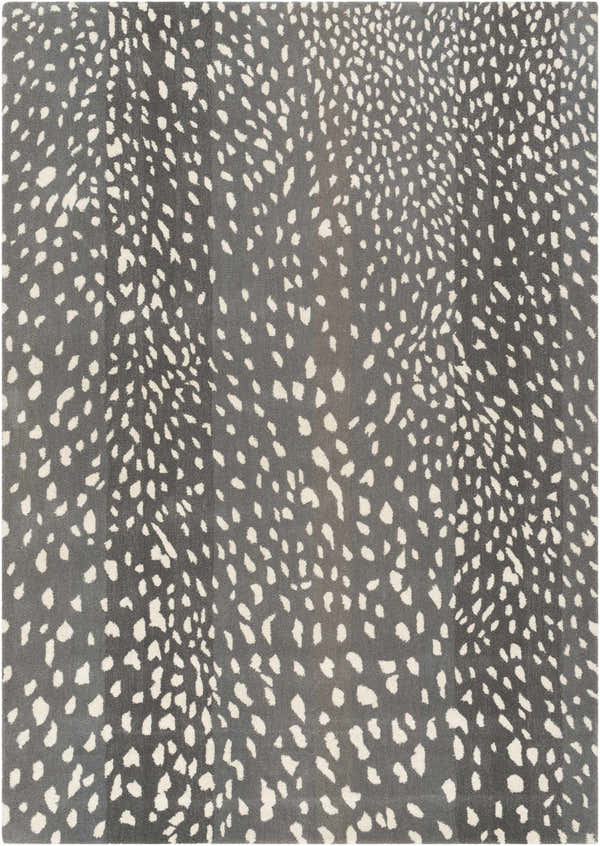 Close-up of Livabliss Athena ATH-5163 rug. Hand-tufted wool rug in light gray with an all-over cream organic spot pattern. Design-Rectangle-912