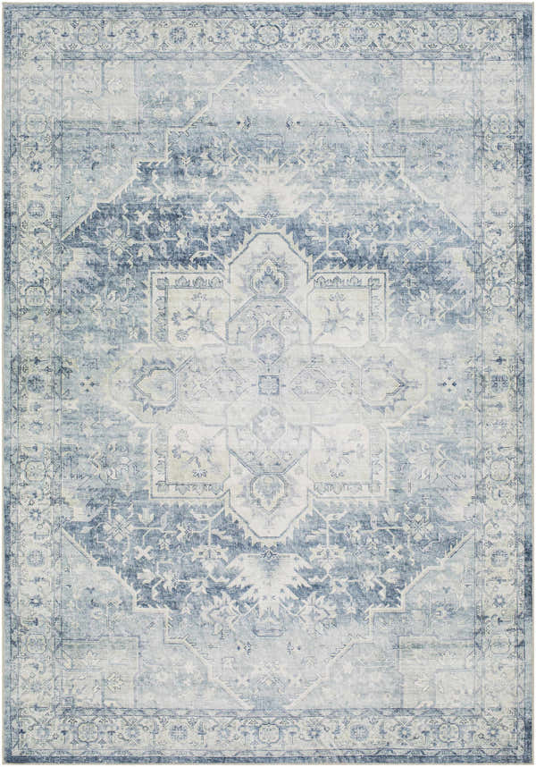 Sample Mauro Navy Medallion Washable Area Rug - Clearance