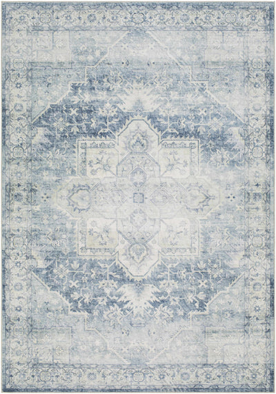 Sample Mauro Navy Medallion Washable Area Rug