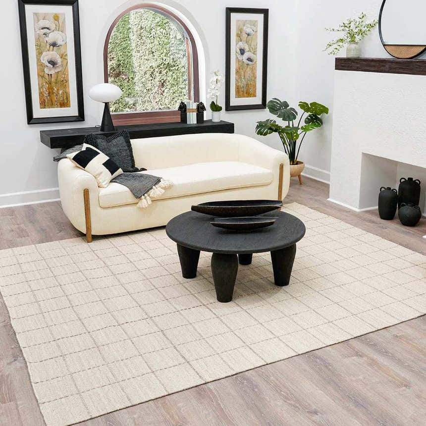Made to Order Custom Size Nissa Cream Checkered Area Rug
