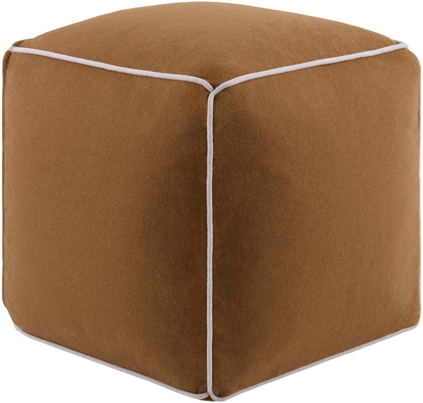 Lusaa Tan Wool Pouf Ottoman