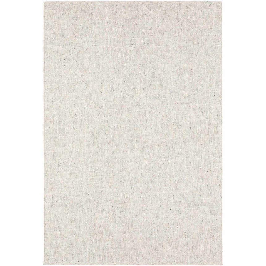 Close-up of the textured Dalyn Mateo ME1 Ivory Area Rug, a hand-tufted wool and viscose rug in cream, chestnut, and taupe.