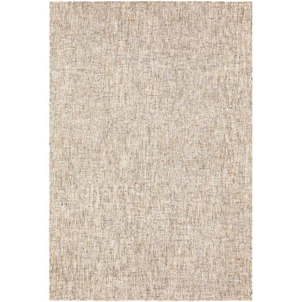 Close-up of the Dalyn Mateo ME1 Putty Area Rug. Beige, cream, and taupe colors with a subtle textured pattern. Hand-tufted wool and viscose.