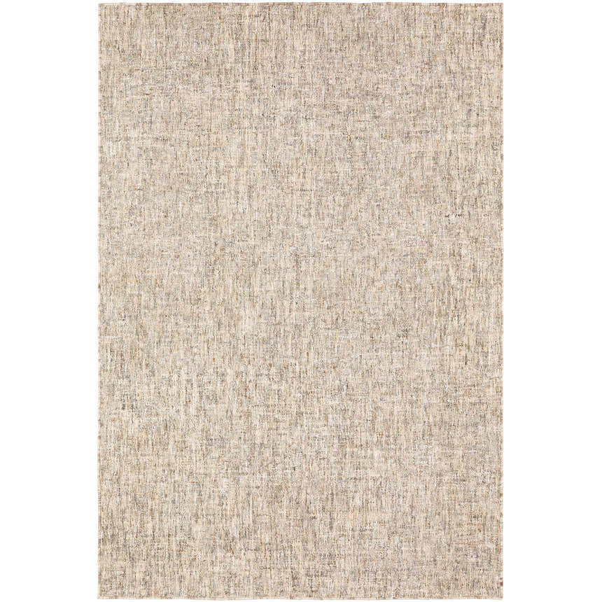 Close-up of the Dalyn Mateo ME1 Putty Area Rug. Beige, cream, and taupe colors with a subtle textured pattern. Hand-tufted wool and viscose.