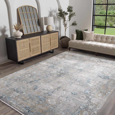 Meggett Luxury Fringed Faux Silk Rug