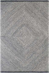 Close-up of a hand-tufted Wool Texture Area Rug. Contemporary style with black and cream geometric pattern. Design-Rectangle-576