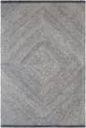 Close-up of a hand-tufted Wool Texture Area Rug. Contemporary style with black and cream geometric pattern. Design-Rectangle-576