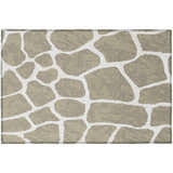 Close-up of Dalyn Mali ML4 Stone Washable Area Rug. Chestnut and ivory giraffe print, machine-made polyester rug.