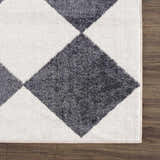 Sample Ulric Navy Blue Diamond Washable Area Rug