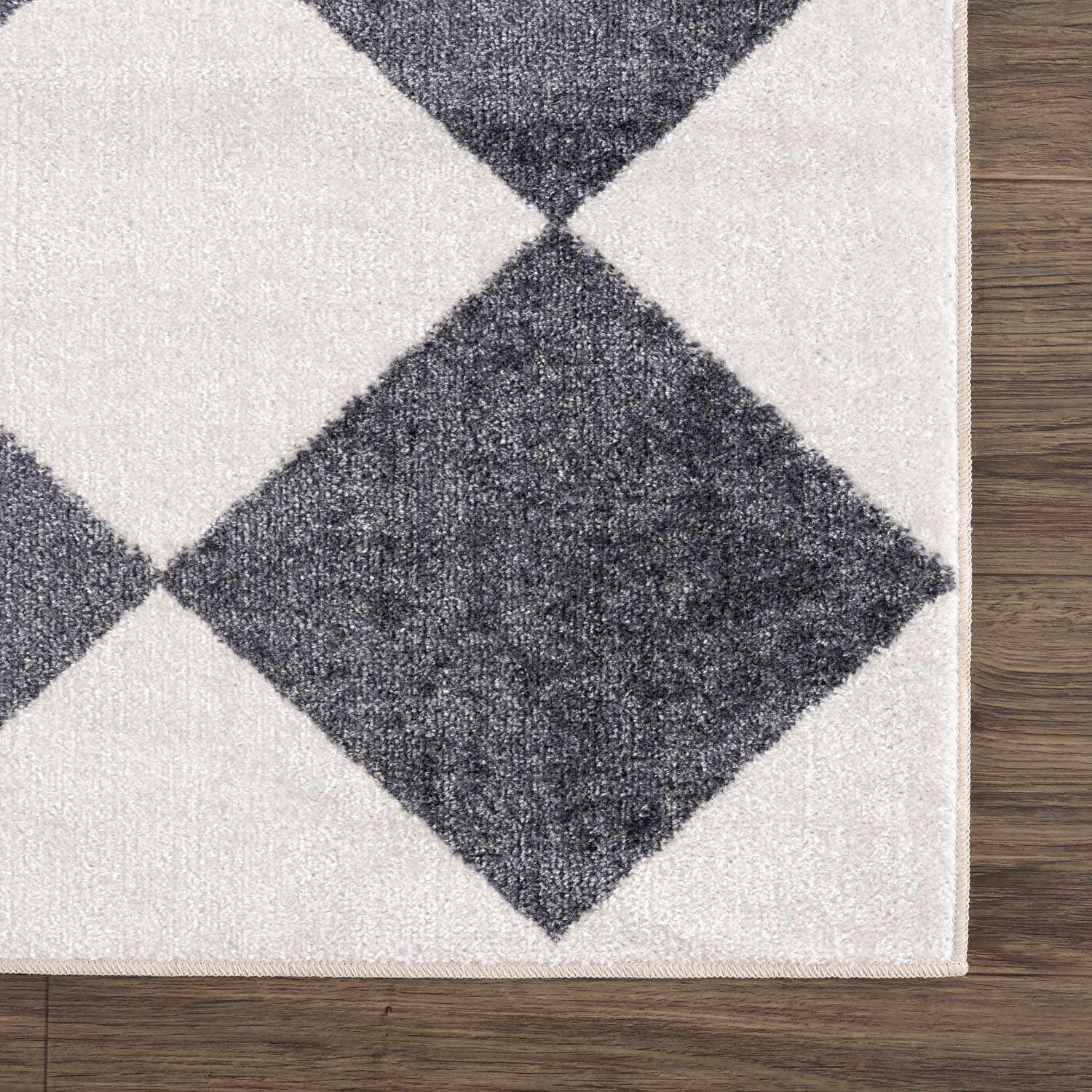 Sample Ulric Navy Blue Diamond Washable Area Rug