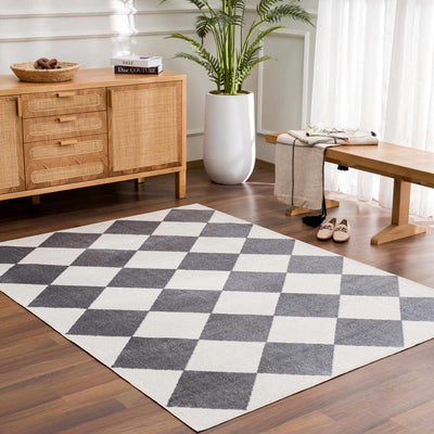 Ulric Gray Diamond Washable Area Rug