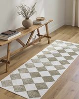 Ulric Green Diamond Washable Area Rug