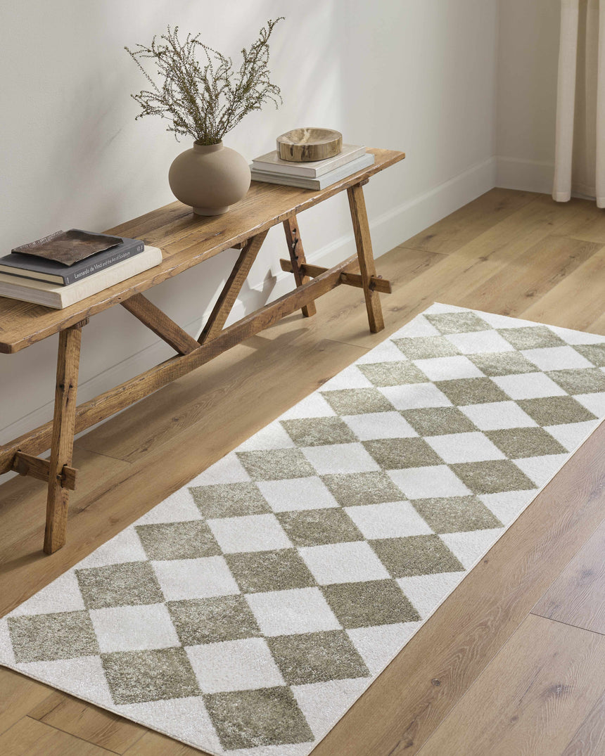 Ulric Green Diamond Washable Area Rug