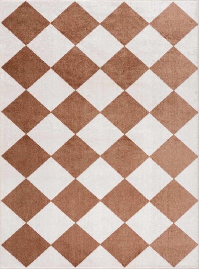 Ulric Brown Diamond Washable Area Rug