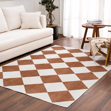 Ulric Chestnut Diamond Washable Area Rug