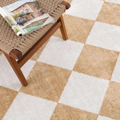 Ulric Light Beige Diamond Washable Area Rug