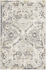 Moelfre Neutral Damask Area Rug