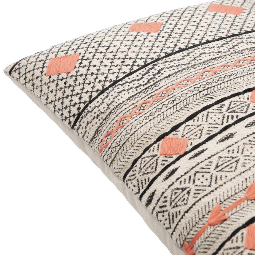 Moosic Beige Geometric Lumbar Pillow - Clearance