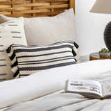 Munden Black White Striped Lumbar Pillow - Promo