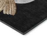 Close-up of Dalyn Luxury Merry & Bright MY28 Black Washable Area Rug featuring beige, white and black colors.