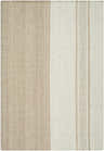 Close-up of the hand-woven Myrna Area Rug. Ash, off-white, and tan wool rug with a farmhouse style and subtle stripe pattern. Design-Rectangle-576