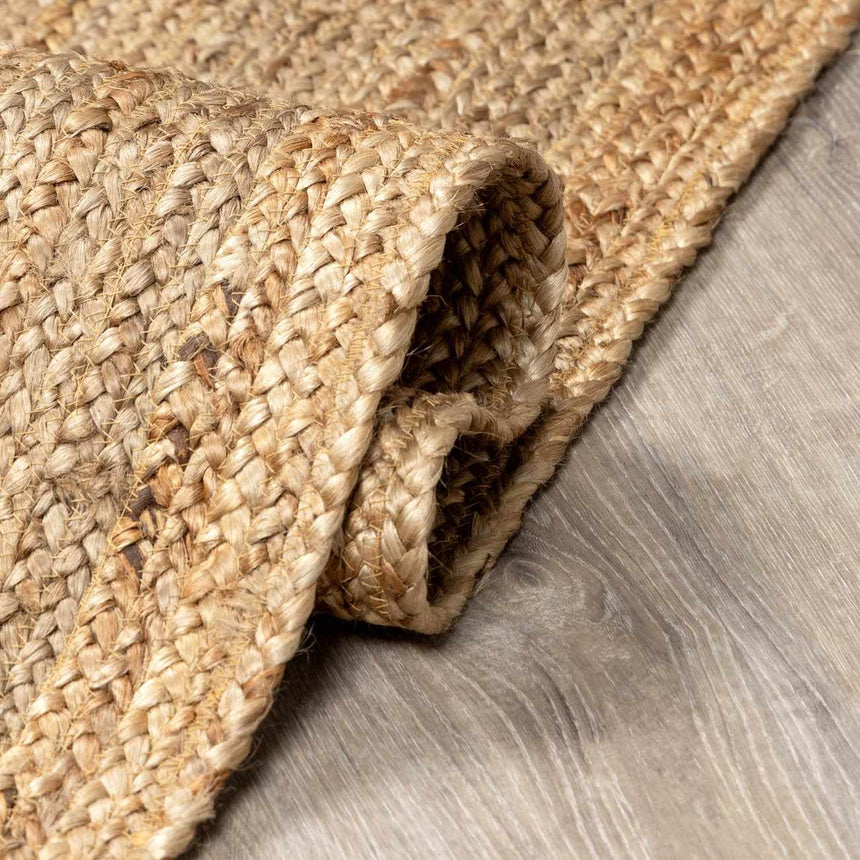 Made to Order Custom Size Tan Shippagan Jute Braided Area Rug