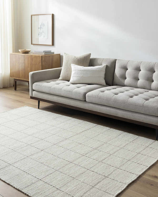 Sample Nissa Cream Checkered Area Rug