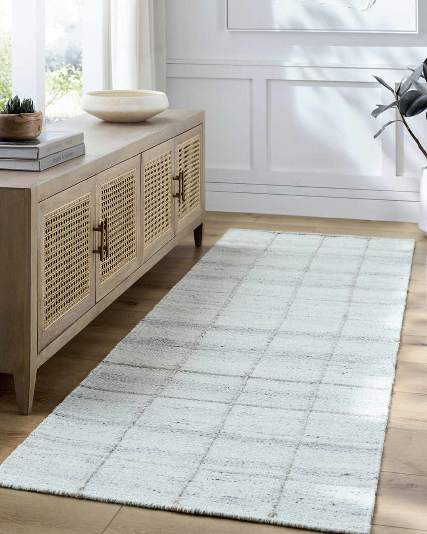 Made to Order Custom Size Nissa Light Gray Checkered Area Rug