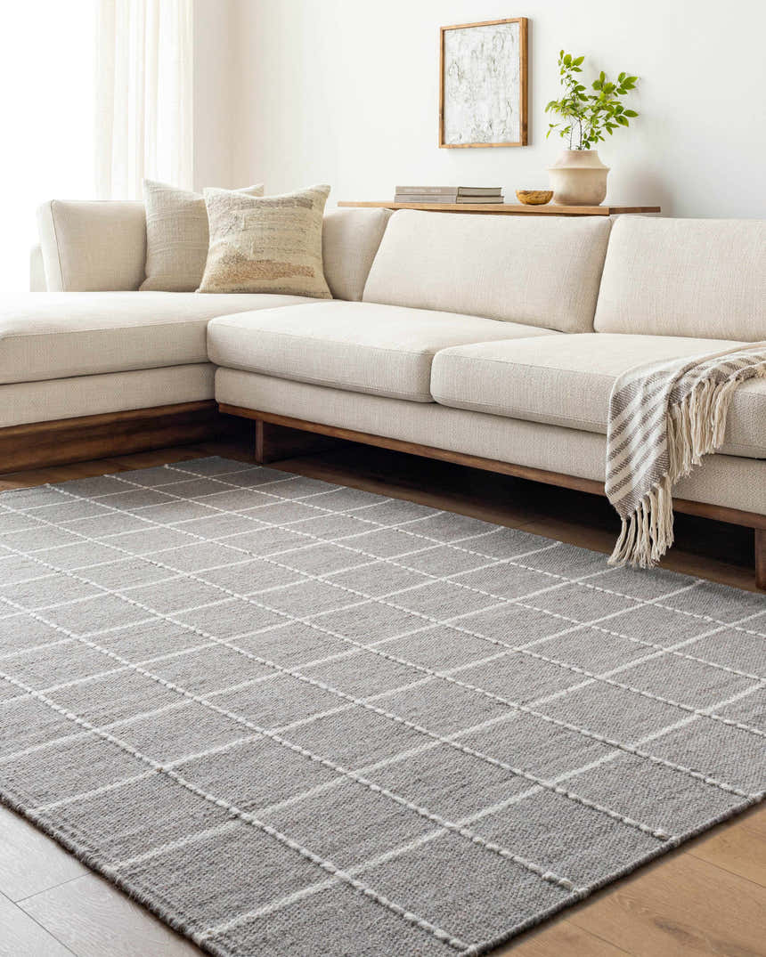 Sample Nissa Gray Checkered Wool Rug