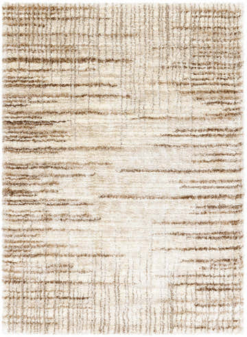 Close-up of the Nelia Area Rug featuring a textured beige and light brown horizontal striped pattern. Design-Rectangle-537