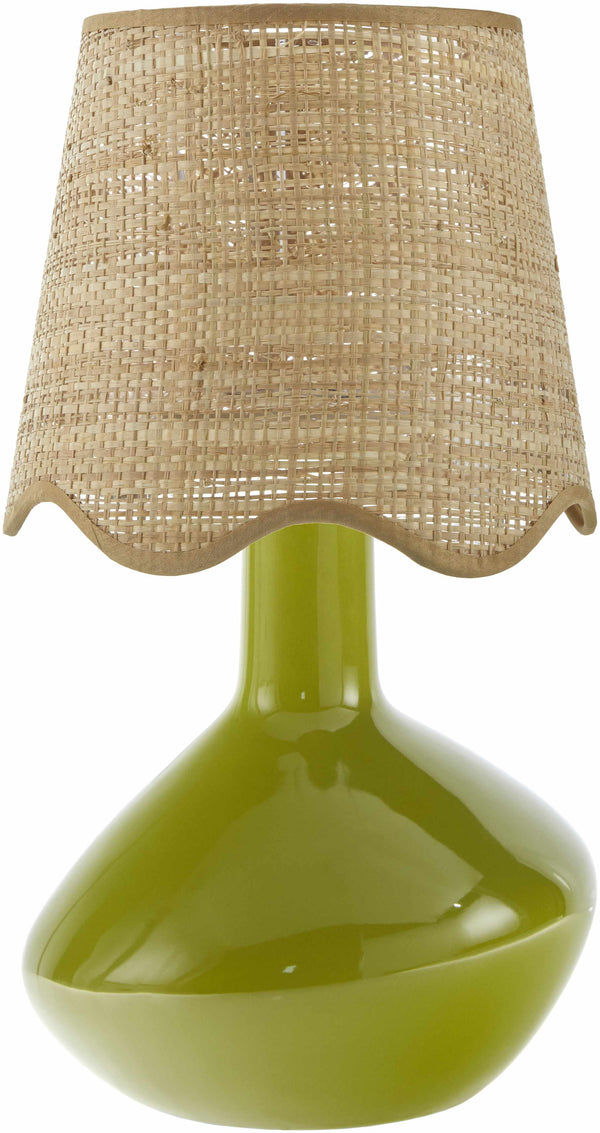 Neuenhagen Olive Rattan Ceramic Table Lamp