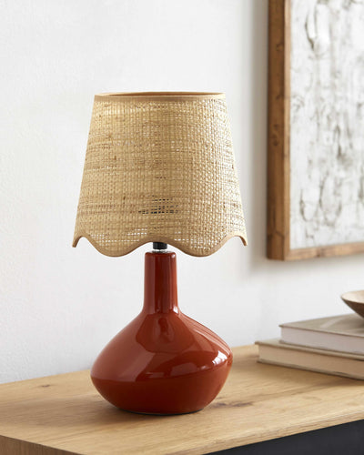 Neuenhagen Red Rattan Ceramic Table Lamp