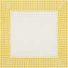Close-up of the Nadir Area Rug. Cream center with a yellow striped border in a farmhouse style. Design-Square-53