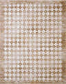 Close-up of the Galey Alix x Livabliss Myrtle Avenue V Area Rug; taupe and cream geometric diamond pattern. Design-Rectangle