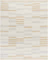 Close up of Max Handmade Becki Owens x LIVABLISS BOMX-2300 Area Rug. Cream, tan, and ivory geometric pattern. Hand-tufted wool. Design-Rectangle-810
