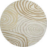 Dalyn Neo NO10 Gold round rug with abstract beige and gold concentric pattern, machine-made.