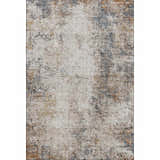 Dalyn Neo Putty Washable Area Rug with beige, caramel, chestnut, and light blue distressed pattern.