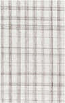Close-up of Becki Owens Sammy Brown Plaid Area Rug, featuring a light gray and tan farmhouse style plaid pattern. Design-Rectangle-576
