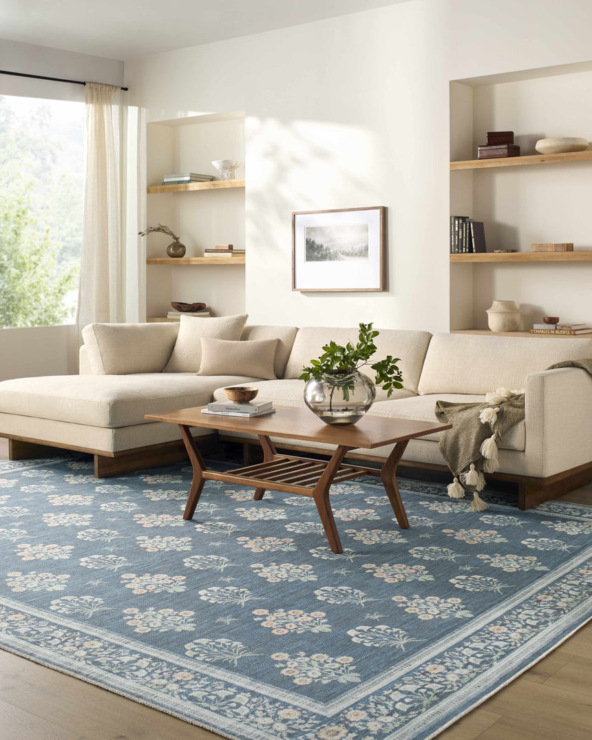 Aquene Denim Washable Area Rug