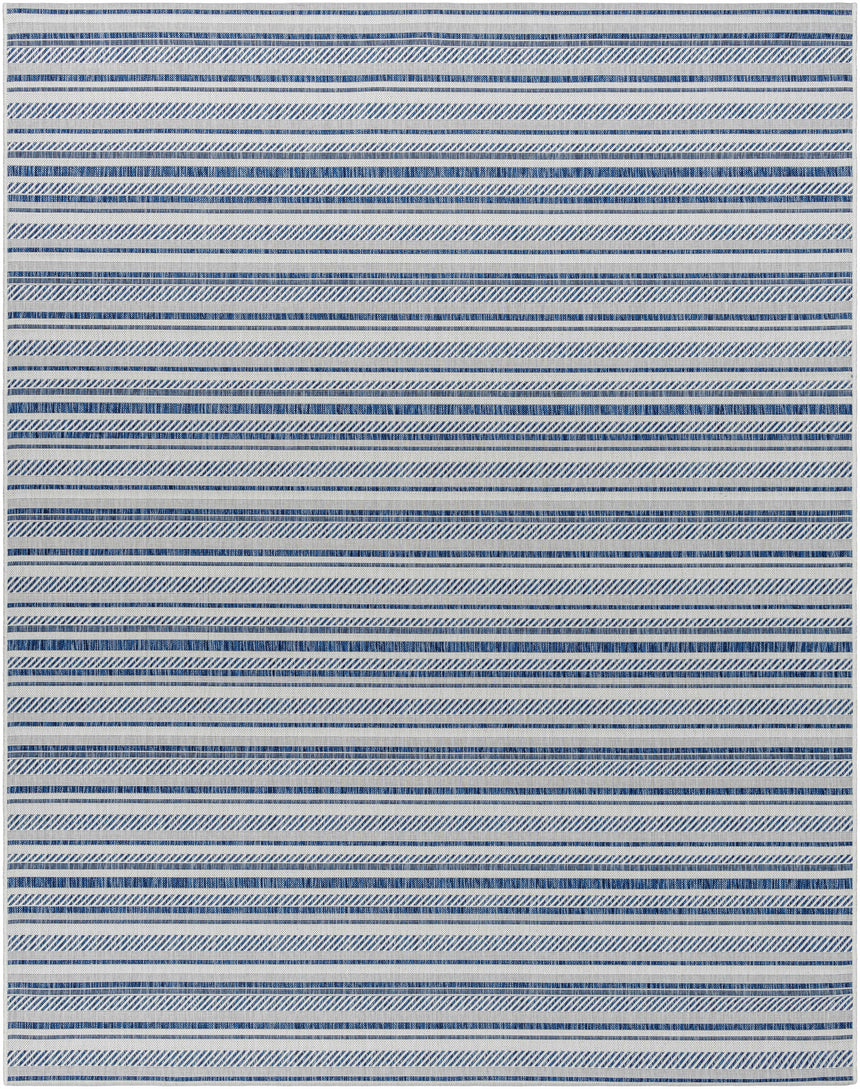 Olin White&Blue Striped Nordic Rug