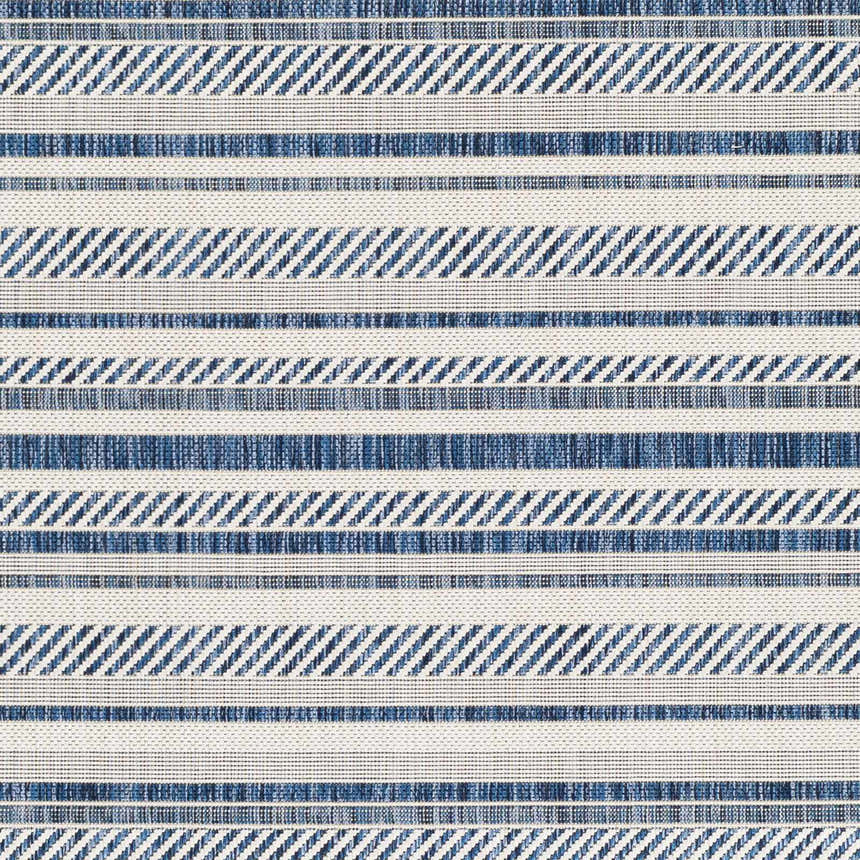 Sample Olin White&Blue Striped Nordic Rug